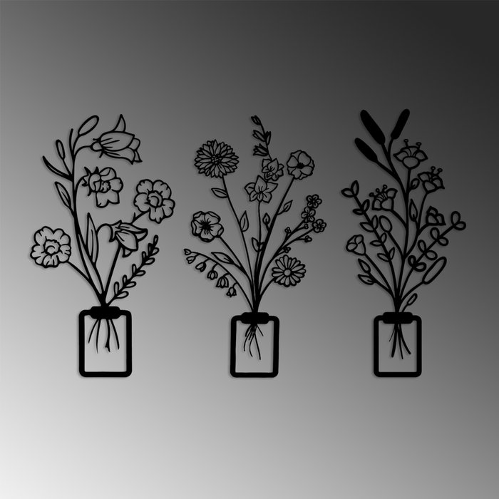 Wallity Erba-1 Conjunto de 3 Piezas de Escultura de Pared en Metal Negro Wallity Erba-1 Conjunto de 3 Piezas de Escultura de Pared en Metal Negro